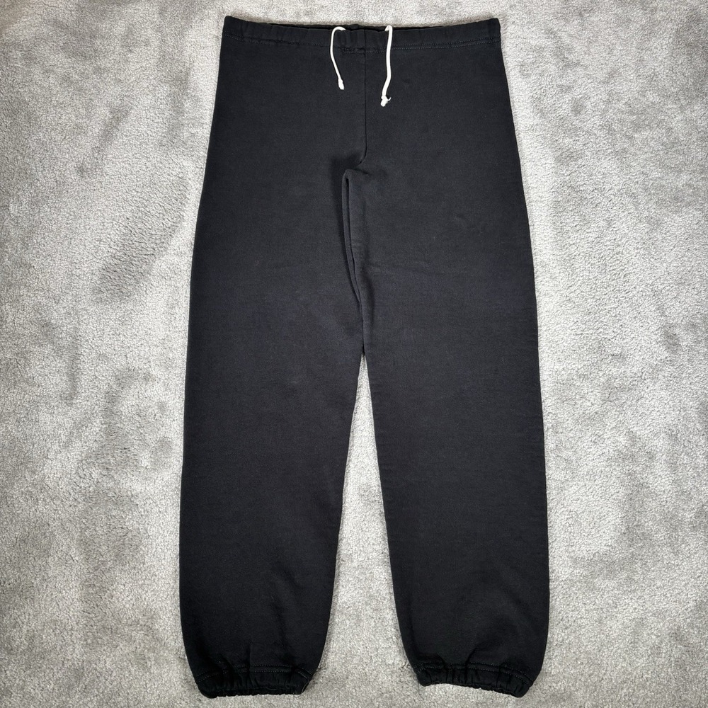 Vintage Russell Athletic Sweatpants Mens M Black Fleece Blank 90s Made In USA